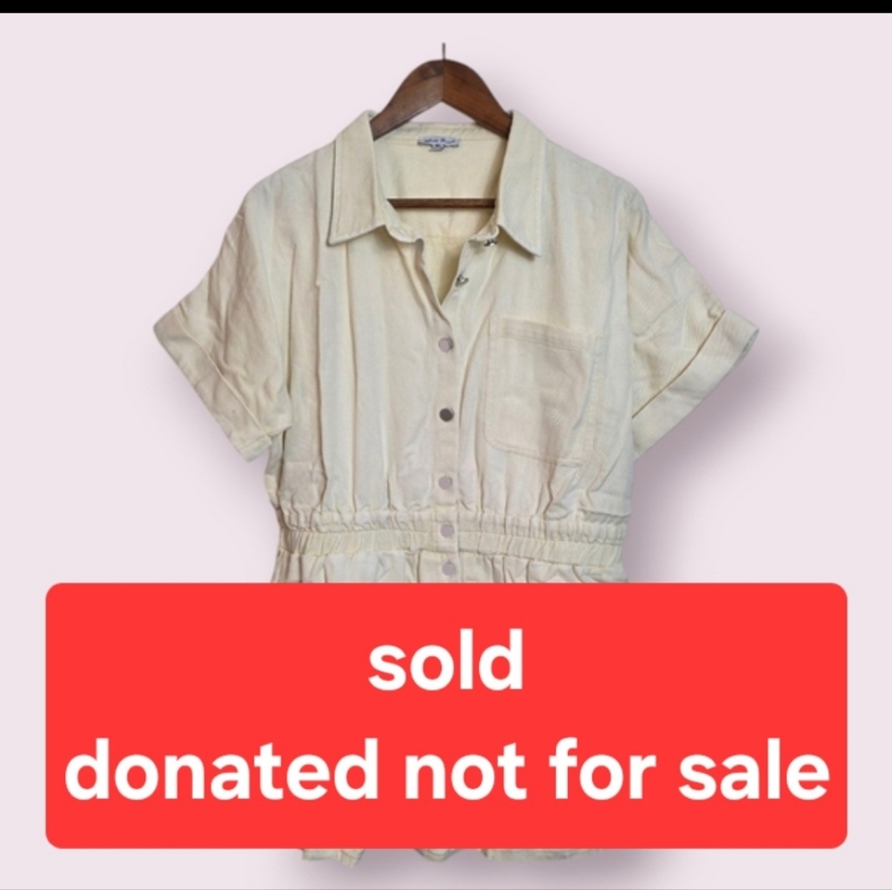 🛑SOLD 🛑White Birch Womens Denim Skort Dress Cream Button Down XL